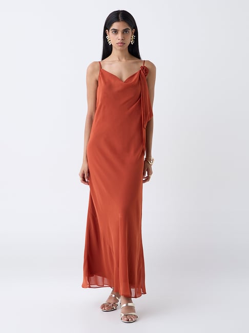 westside orange dress Buy Bombay Paisley Orange Floral Embroidered Cotton-Blend A-Line Dress from Westside