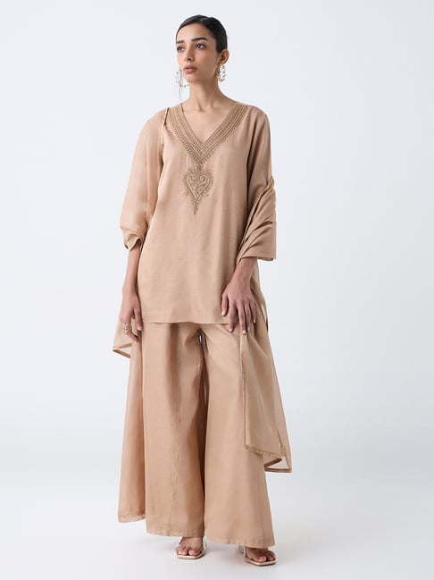 Zuba by Westside Beige Zari Embroidered Straight Kurti-picture-16