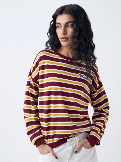 nuon women Nuon by Westside Mustard Stripe Pattern Sweatshirt-picture-17