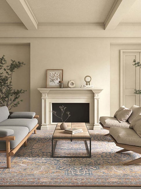 Asterlane Soft Rug For Living Room 4X5.6 Feet Blue Premium Collection Carpet For Living Room