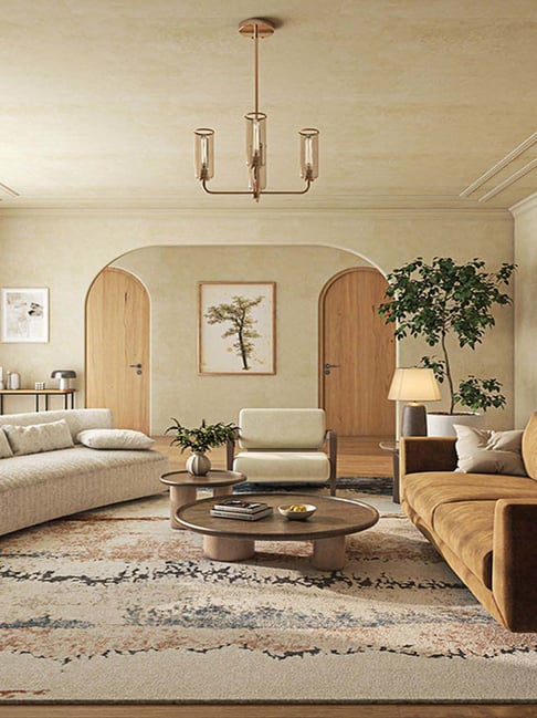 Asterlane Soft Rug For Living Room 5X8 Feet Cream Premium Collection Carpet For Living Room