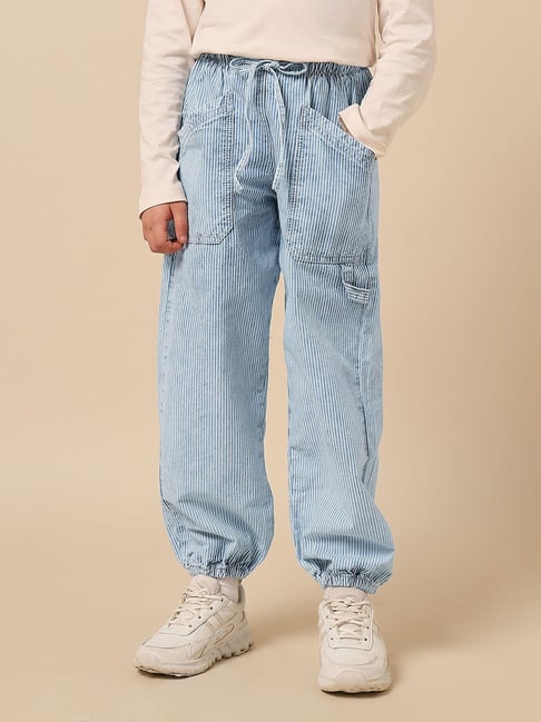 U.S. Polo Assn. Girls Blue Cotton Striped Jeans