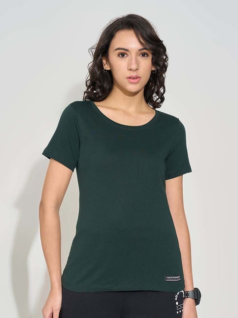 Ajile By Pantaloons Green Regular Fit Sports T-Shirt