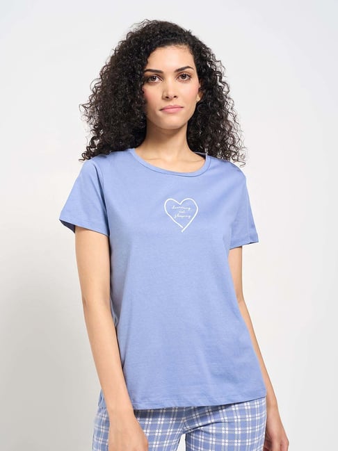 Dreamz By Pantaloons Colony Blue Comfort Fit Printed Sleepwear T-Shirt-picture-31