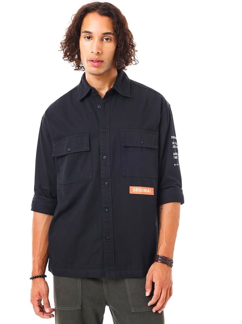 Bewakoof Men's Black Original Typography Oversized Shirt-picture-26