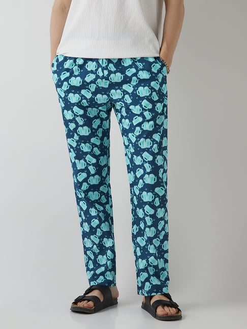 Bewakoof Men's Blue All Over Printed Pyjamas