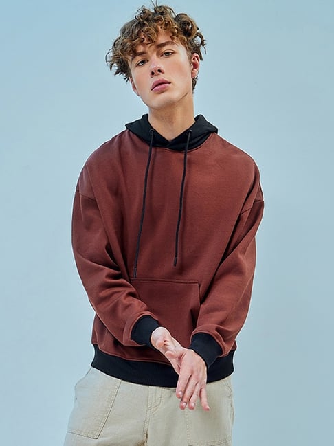 Bewakoof Men's Brown Oversized Hoodies-picture-26