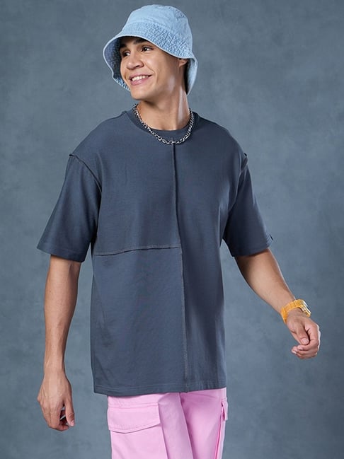 Bewakoof Heavy Duty 1.0 Men's Grey Oversized T-shirt-picture-40