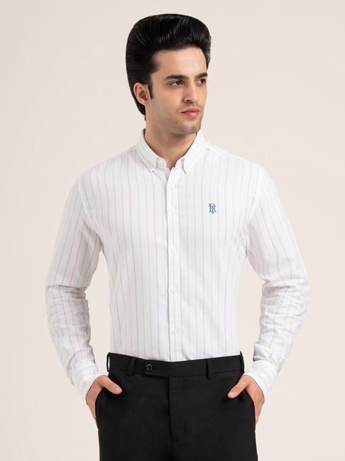 Red Tape White Cotton Striped Regular Fit Shirt-picture-40