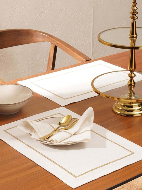 Pure Home and Living Ivory Embroidery Placemats