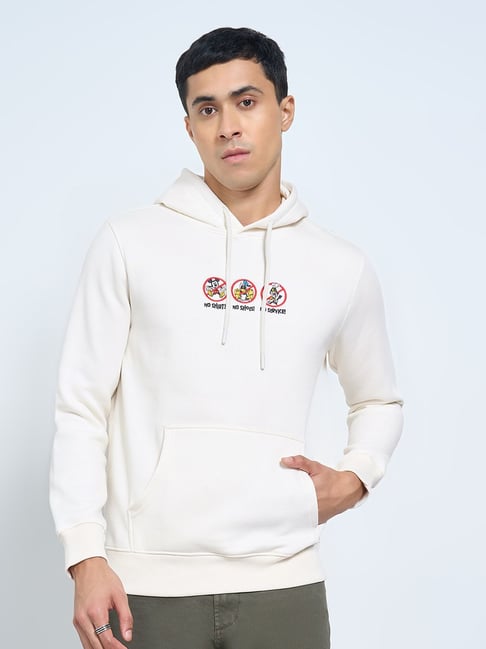 Sf Jeans By Pantaloons White Regular Fit Embroidered Hoodie-picture-19