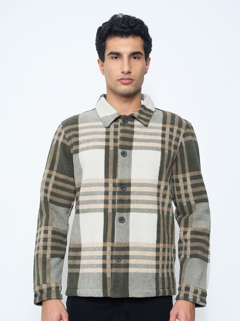 7 Alt By Pantaloons Green Regular Fit Checks Jacket-picture-31