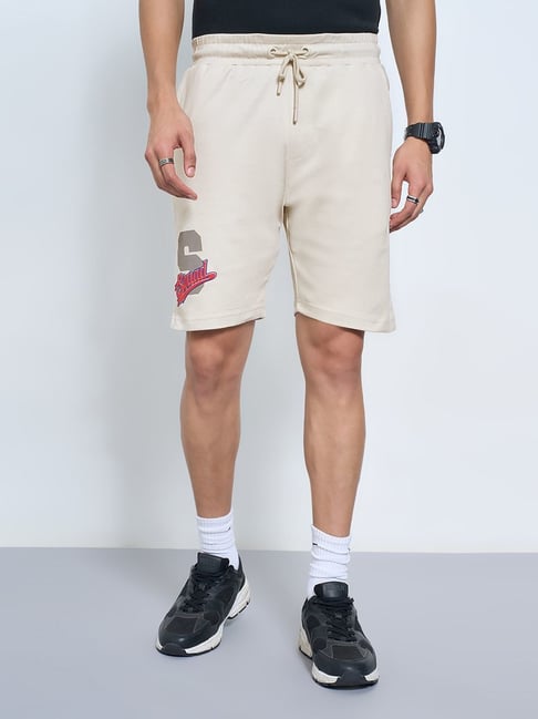 Sf Jeans By Pantaloons Beige Regular Fit Printed Shorts