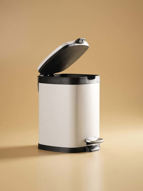 Pure Home and Living White and Black Carbon Steel Waste Bin