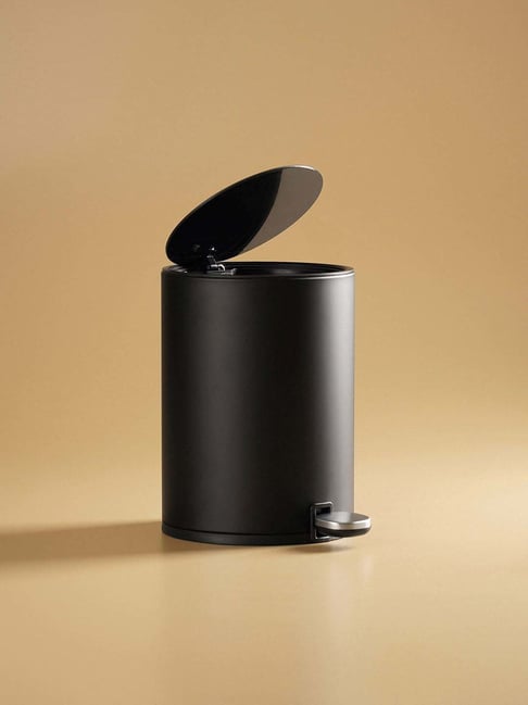 Pure Home and Living Black Carbon Steel Waste Bin