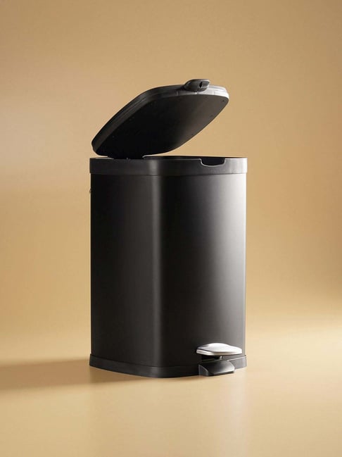 Pure Home and Living Black Carbon Steel Waste Bin