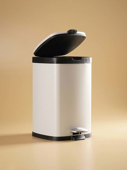 Pure Home and Living White and Black Carbon Steel Waste Bin
