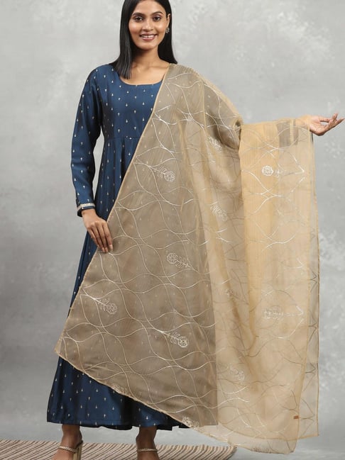Rangriti Gold Polyester Embroidered Dupatta