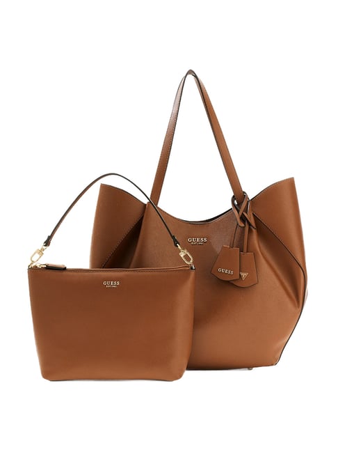 Guess Cognac Amorette Textured Tote With Pouch-picture-10