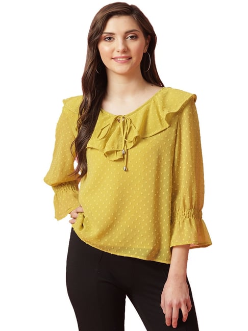 Gipsy Green Polyester Regular Fit Top