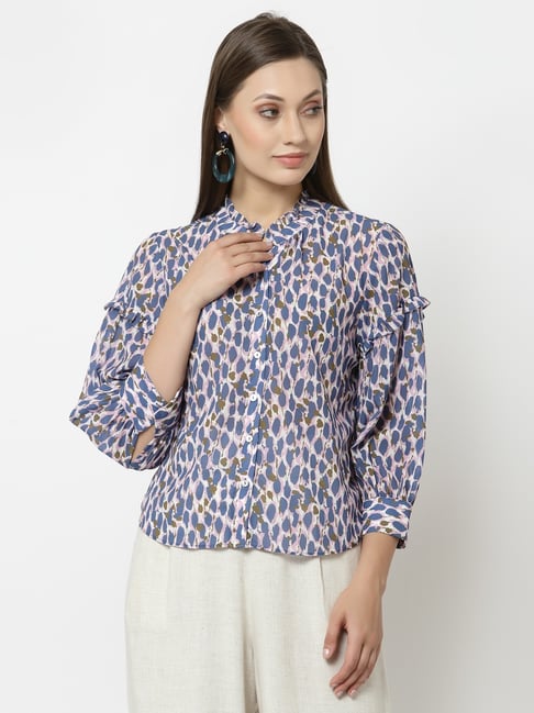Gipsy Multi Georgette Regular Fit Printed Top