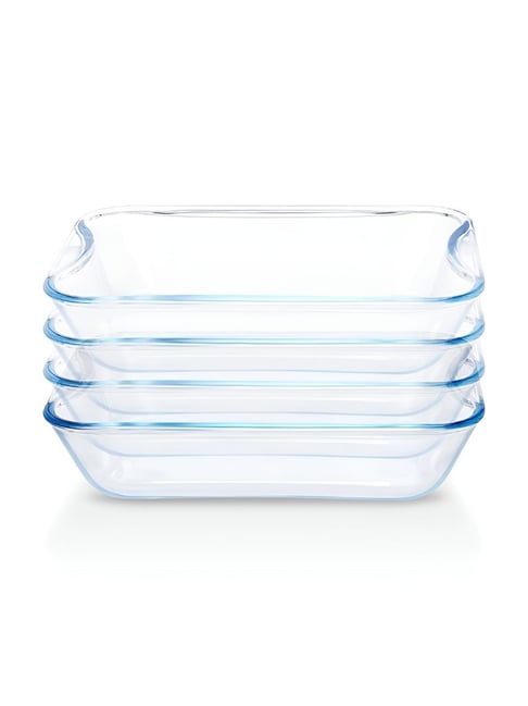 Borosil Transparent Baking Dish Set with Handle - Set of 4 Piece