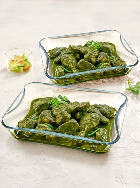 Borosil Transparent Baking Dish Set with Handle - Set of 2 Piece
