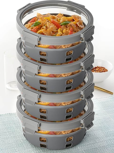 Borosil Transparent 950ml Round Glass Food Storage Container with Air Tight Lid (4 Piece)-picture-17