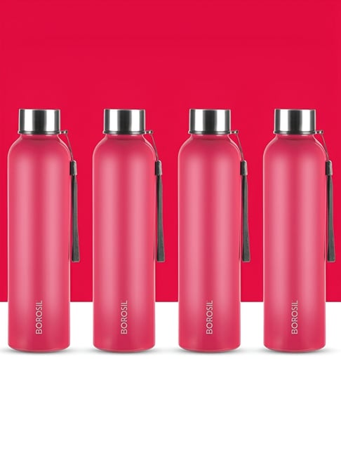 Borosil Red 1000 ml Hydra Laguna Stainless Steel Water Bottle ( 4 Piece )-picture-26