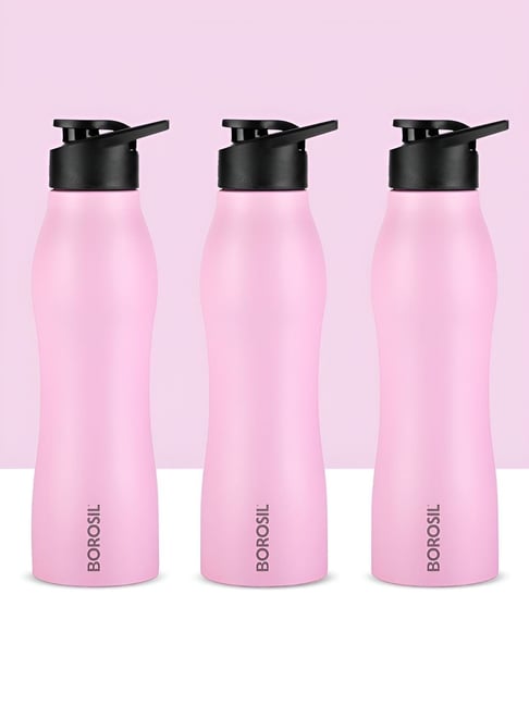 Borosil Pink 950 ml Hydra Stainless Steel Water Bottle - Set of 3-picture-36