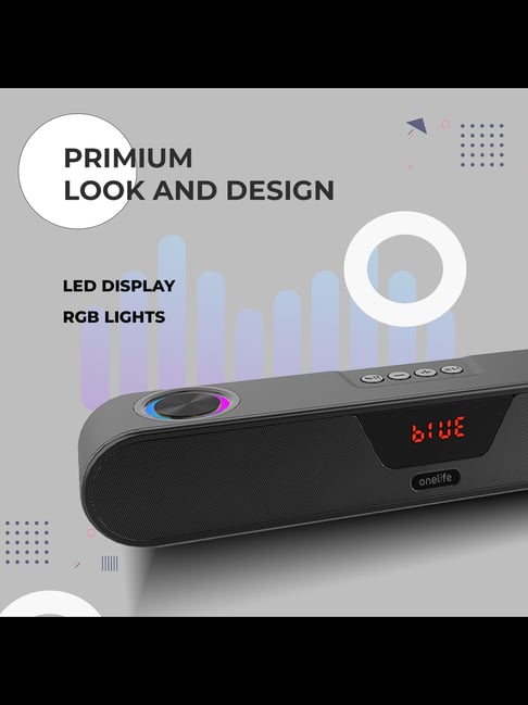 One Life Maxtune 16W Bluetooth Speaker with Powerful Sound & RGB Lights (Black)
