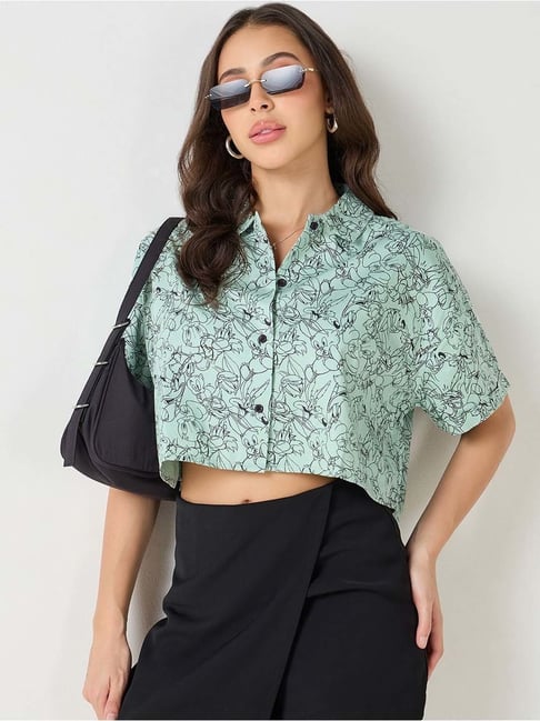 Bewakoof Green Cotton Relaxed Fit Printed Shirt-picture-20
