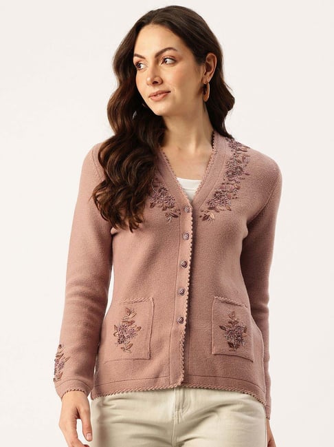 Apsley Pink Regular Fit Embroidered Cardigan-picture-37