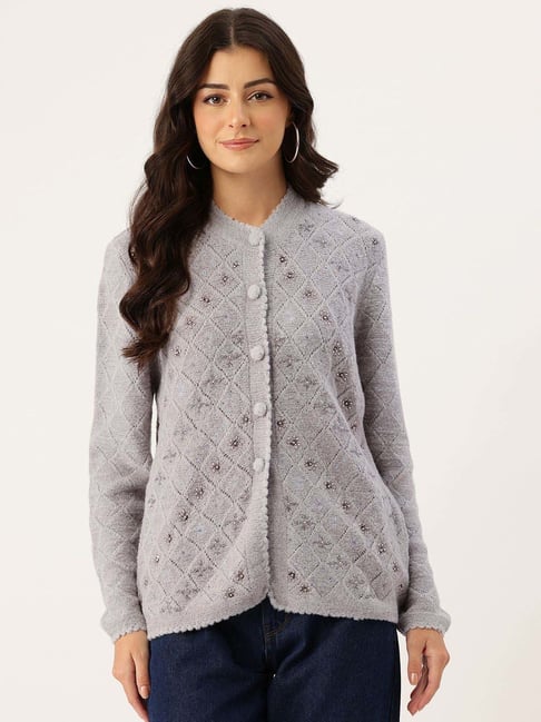 Apsley Grey Regular Fit Embellished Cardigan-picture-25