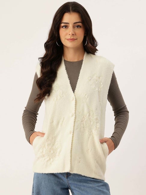 Apsley Off White Regular Fit Embellished Cardigan-picture-27
