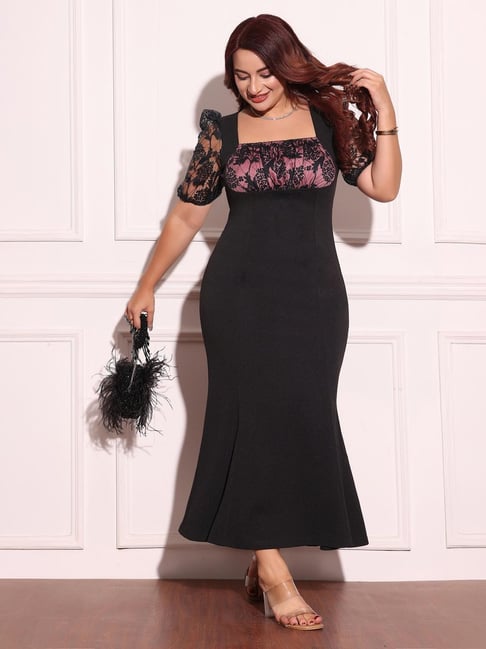 Miss Chase A+ Black Polyester Solid Bodycon Dress-picture-26