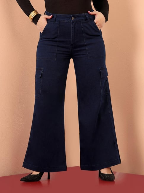 Miss Chase A+ Blue Denim Solid High Rise Jeans-picture-31