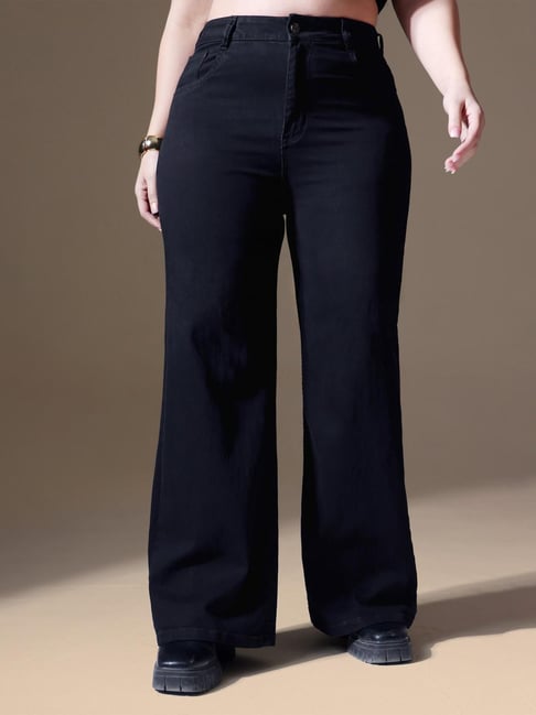 Miss Chase A+ Black Denim Solid High Rise Jeans-picture-38