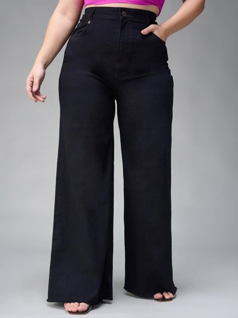 Miss Chase A+ Black Denim Solid High Rise Jeans-picture-38