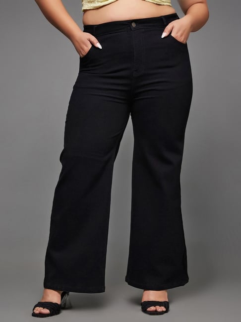 Miss Chase A+ Black Denim Solid High Rise Jeans-picture-11