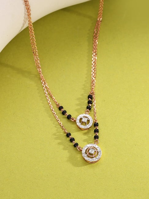 P.N.Gadgil Jewellers 14k (585) Yellow Gold Modern Grace Diamond Mangalsutra