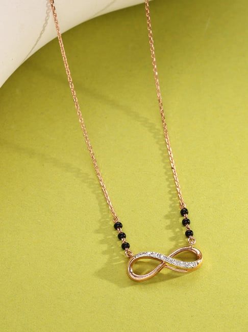 P.N.Gadgil Jewellers 14k (585) Yellow Gold Infinite Love Diamond Mangalsutra