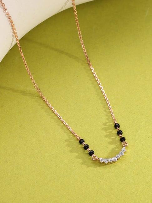 P.N.Gadgil Jewellers 14k (585) Yellow Gold Forever Gleam Diamond Mangalsutra