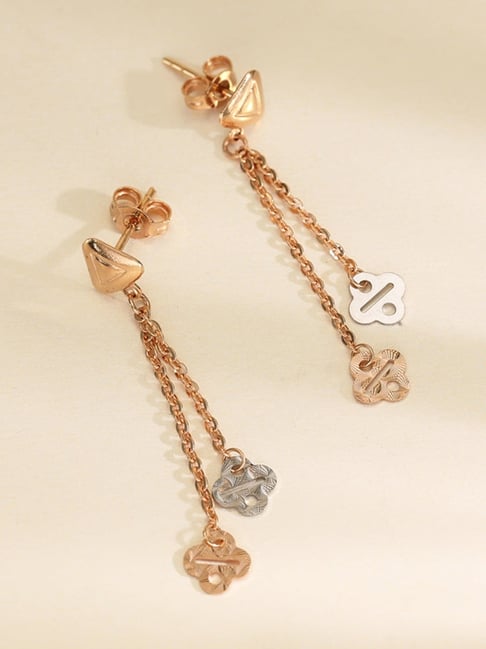 litestyle by png P.N.Gadgil Jewellers 18k (750) Yellow Gold Rose Link Drops & Dangler Earrings-picture-15
