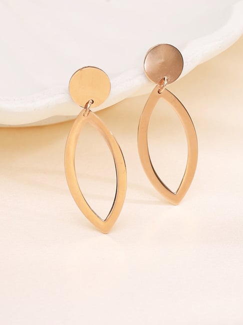 P.N.Gadgil Jewellers 18k (750) Yellow Gold Oval Leaf Drops & Dangler Earrings-image-39
