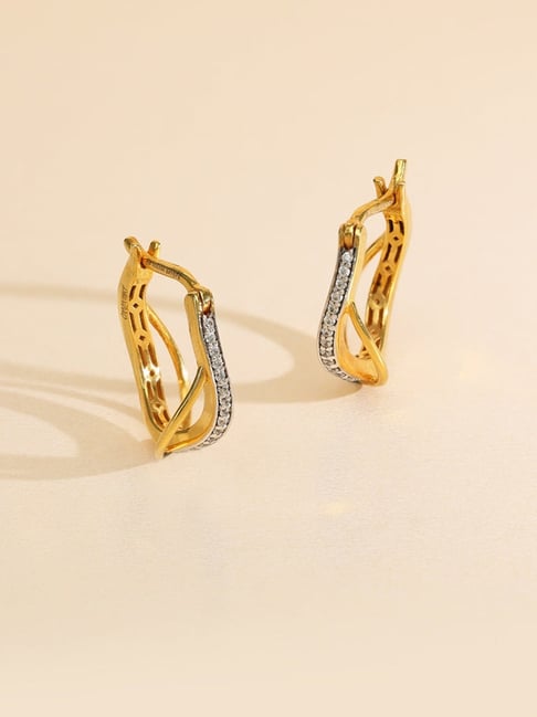 P.N.Gadgil Jewellers 18k (750) Yellow Gold Spakling Bars Studs Earrings-image-20