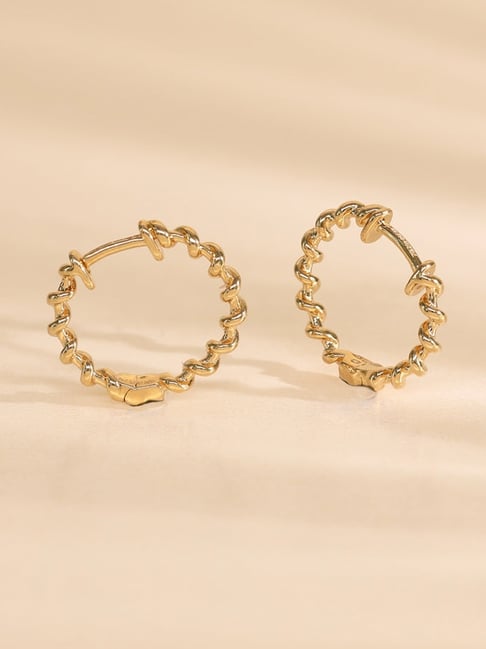 P.N.Gadgil Jewellers 18k (750) Yellow Gold Gleam Wreath Hoops & Huggies Earrings-image-48