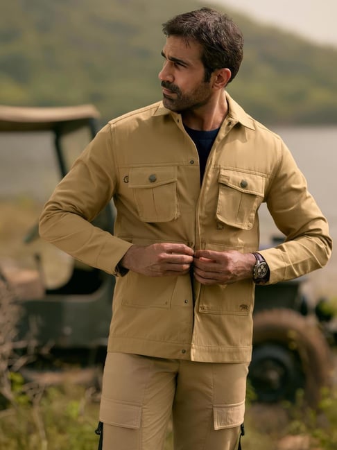 Andamen Escape Khaki Regular Fit Solid Jacket-picture-43