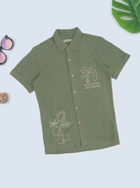 Pantaloons Junior Boys Aqua Foam Embroidery Shirt