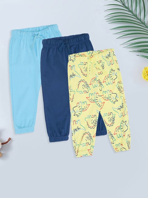 Pantaloons Baby Boys Bright White Printed Joggers Pack of 3